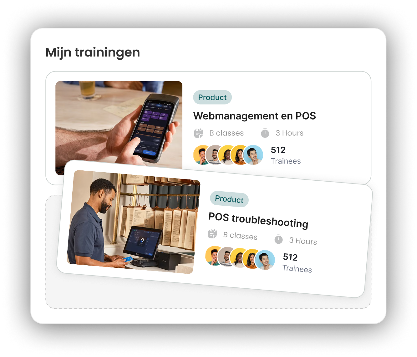 Schermopname van een overzicht met eigen trainingen